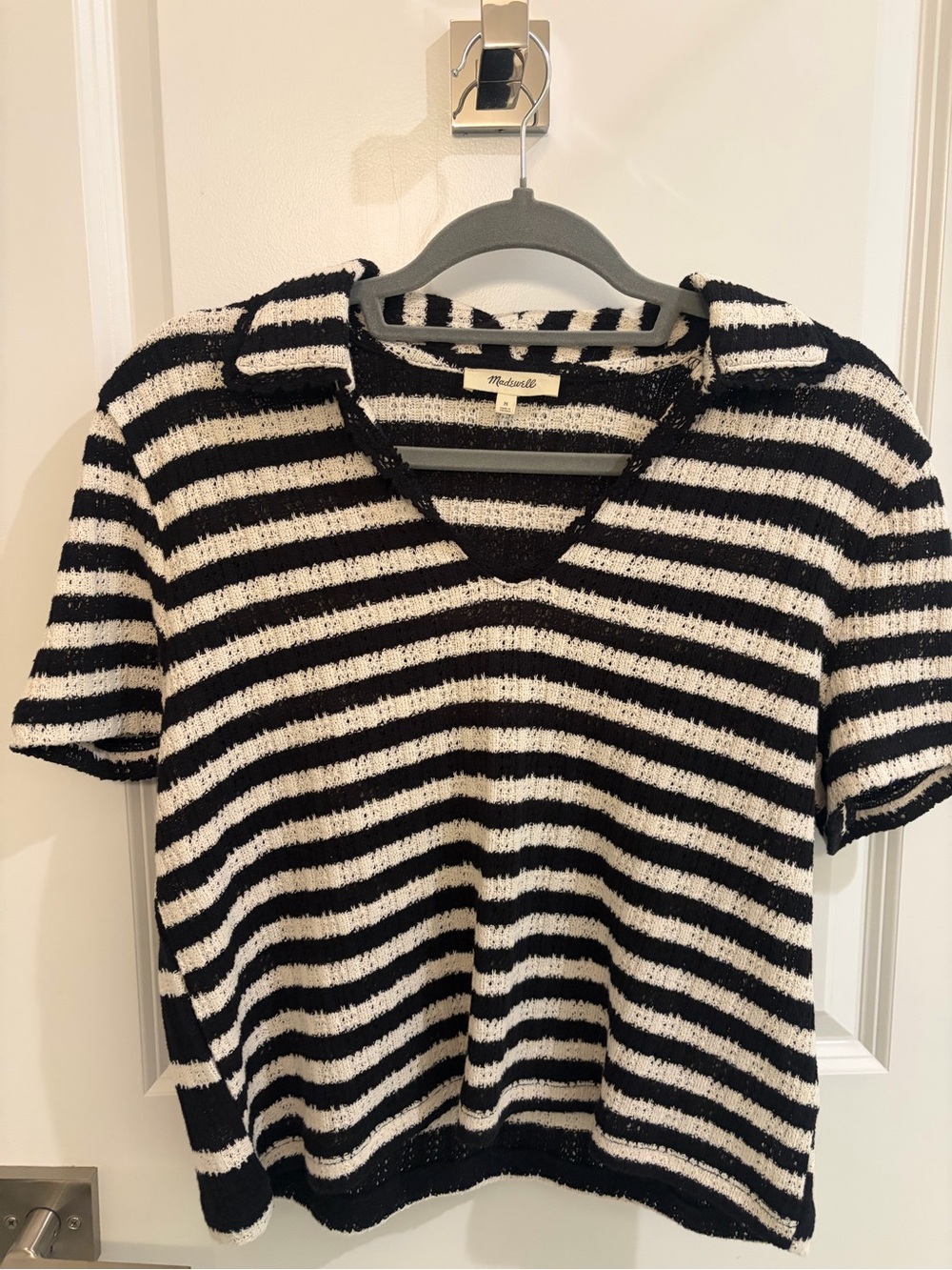 Madewell Crochet-Knit V-Neck Sweater Tee
